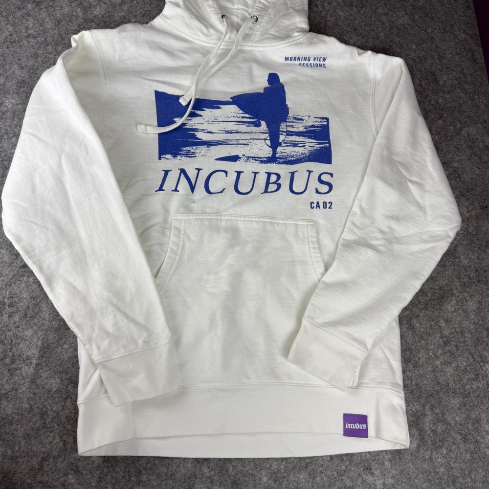 Incubus Morning View Sessions CA 02 Band Hoodie White Blue Graphic Small